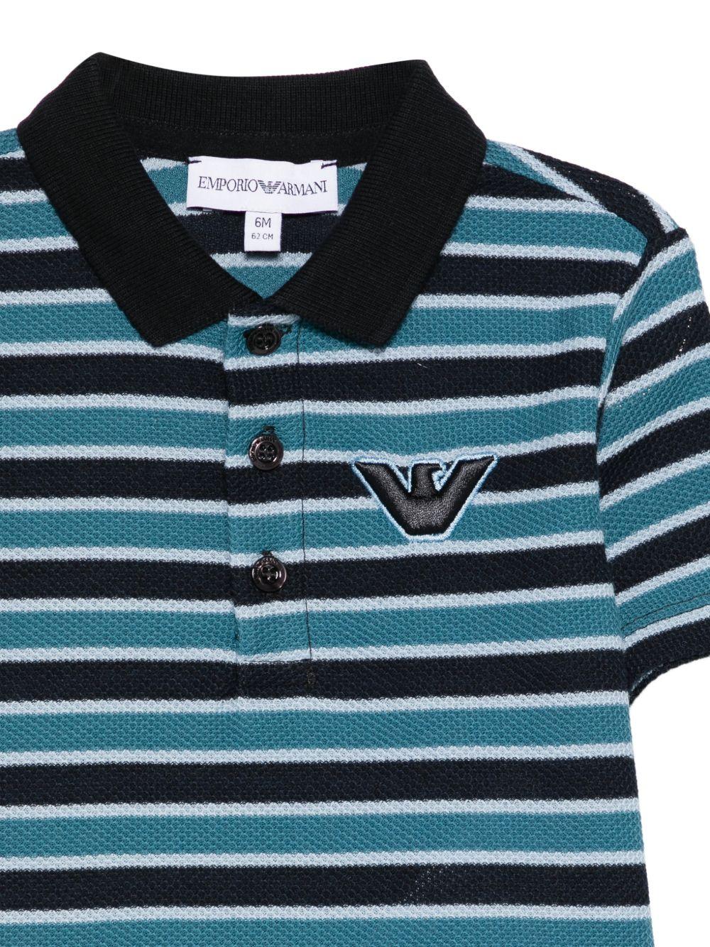 T-shirt per neonato Emporio Armani Kids blu con design a righe - Rubino Kids