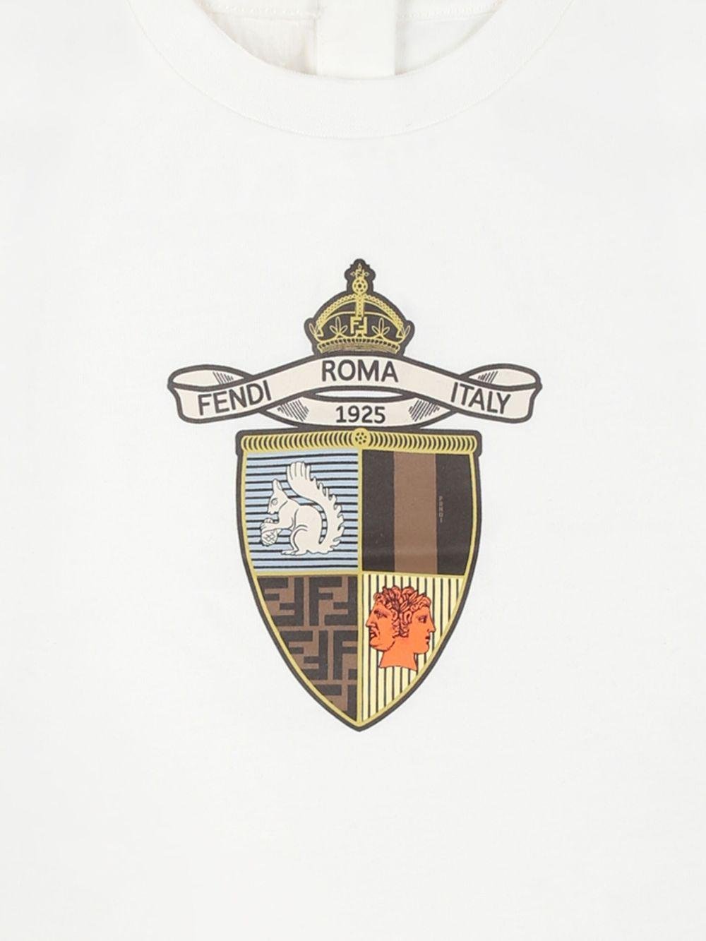 T-shirt per neonato Fendi Kids bianco con stampa grafica sul davanti - Rubino Kids