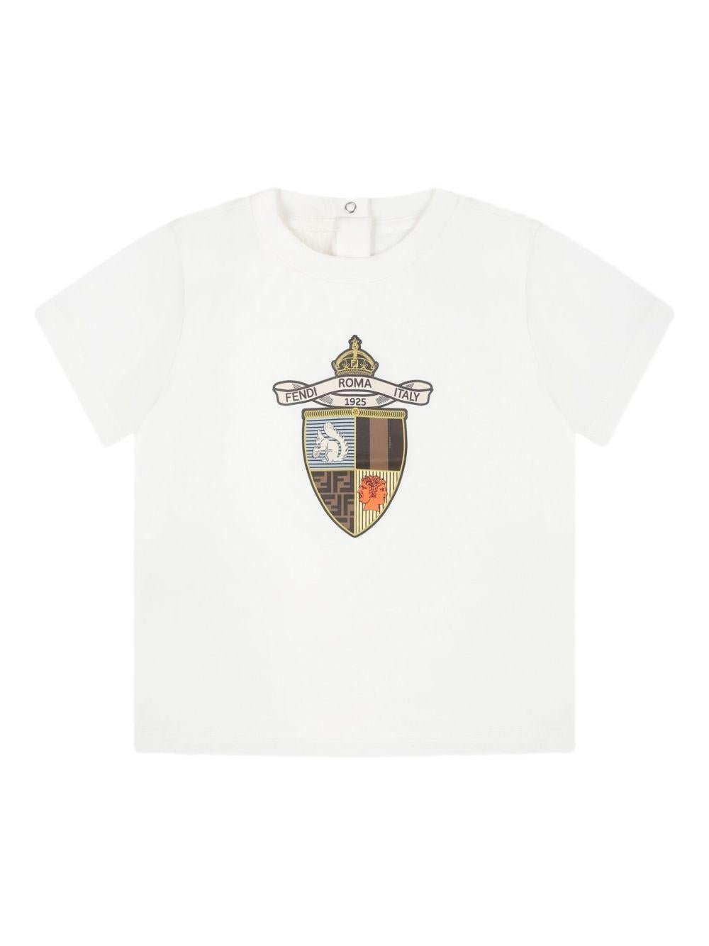 T-shirt per neonato Fendi Kids bianco con stampa grafica sul davanti - Rubino Kids