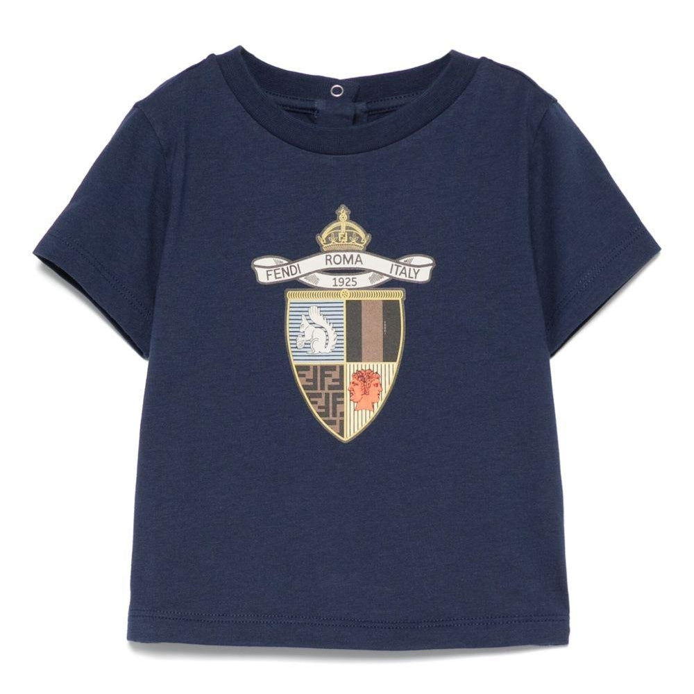 T-shirt per neonato Fendi Kids blu con stampa - Rubino Kids