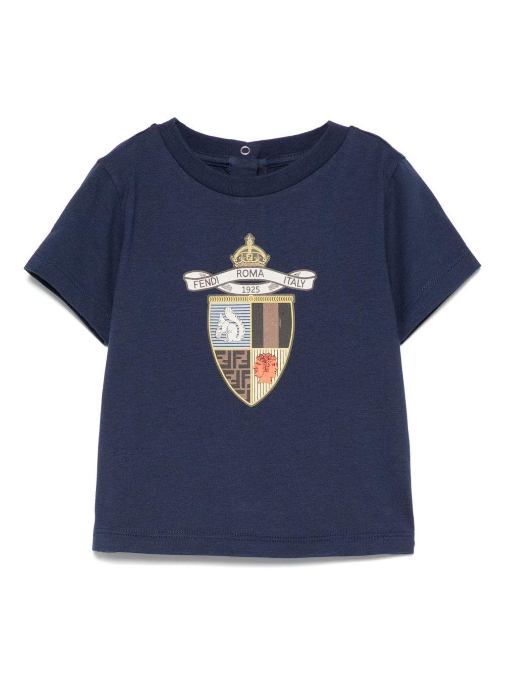 T-shirt per neonato Fendi Kids blu con stampa - Rubino Kids
