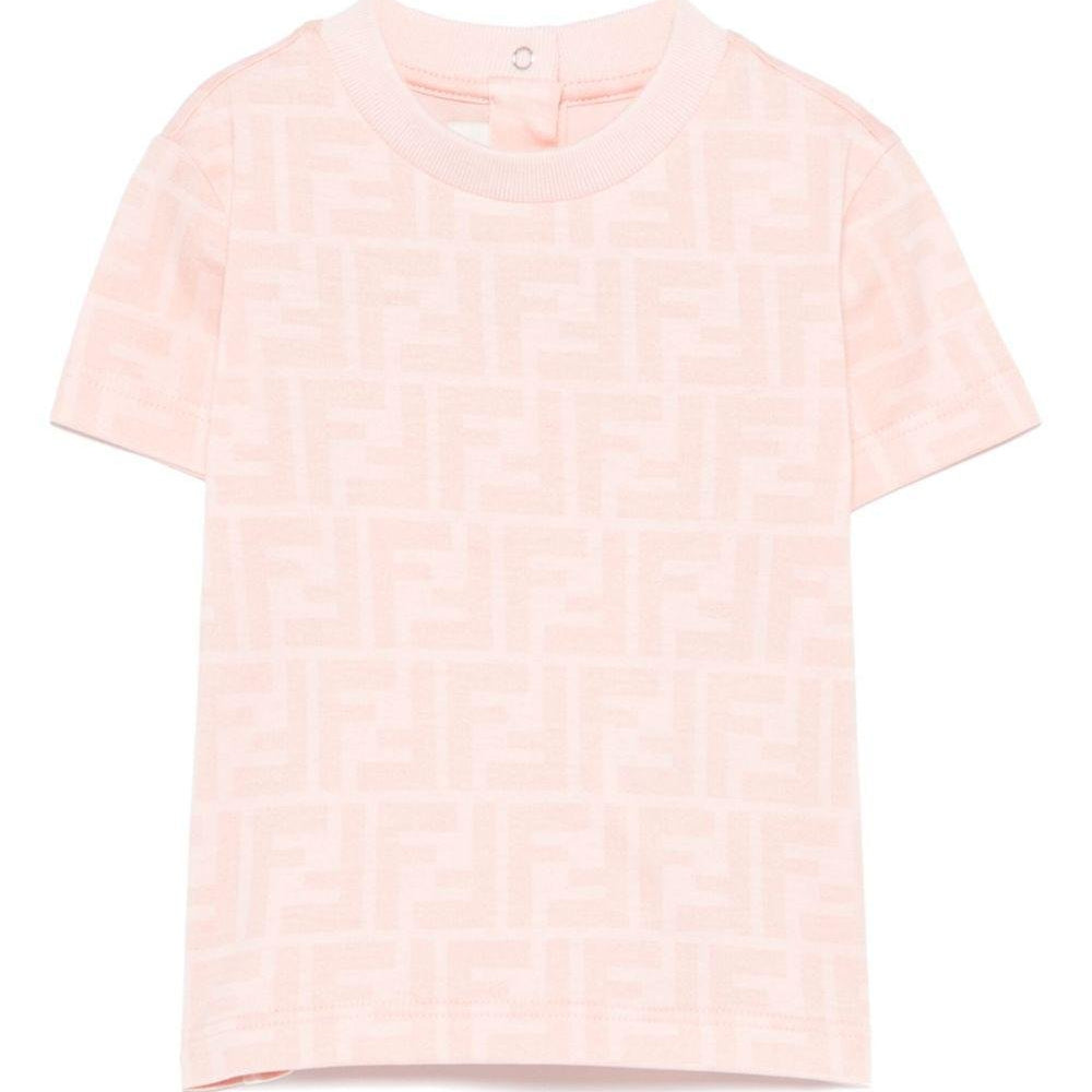 T-shirt per neonato Fendi Kids rosa con stampa FF - Rubino Kids