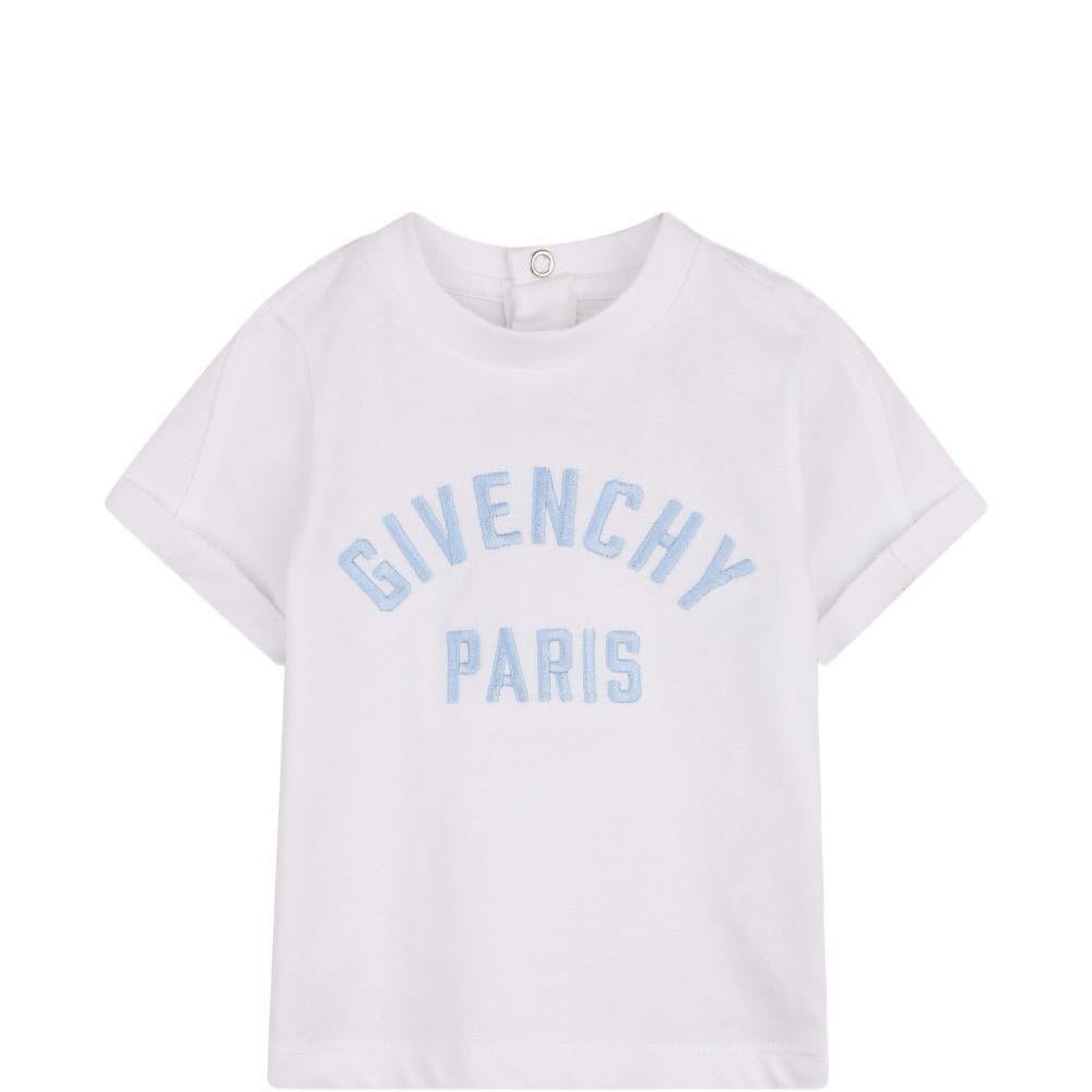 T-shirt per neonato Givenchy Kids bianca con ricamo logo - Rubino Kids