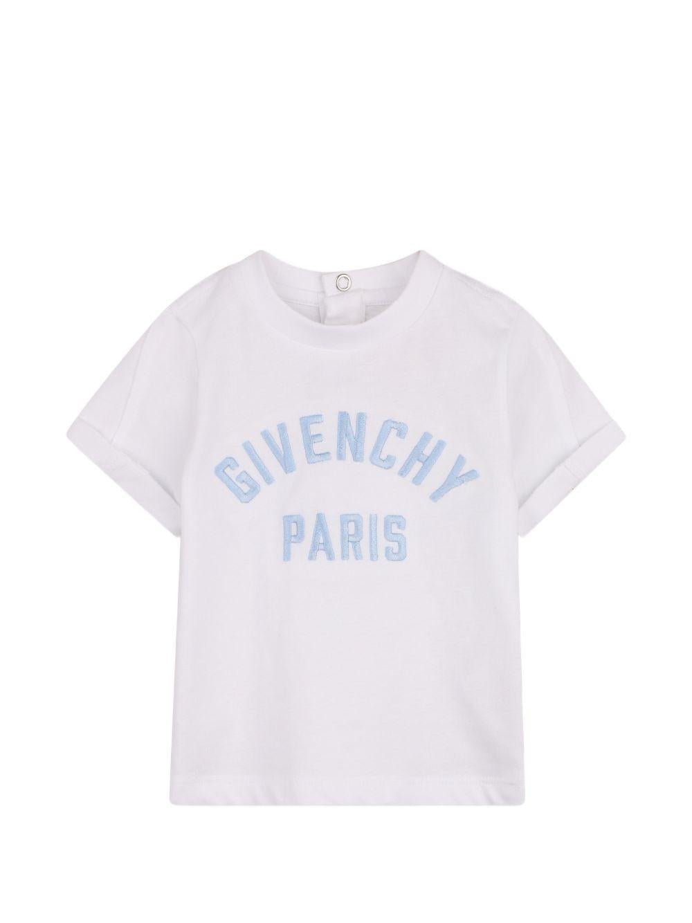 T-shirt per neonato Givenchy Kids bianca con ricamo logo - Rubino Kids