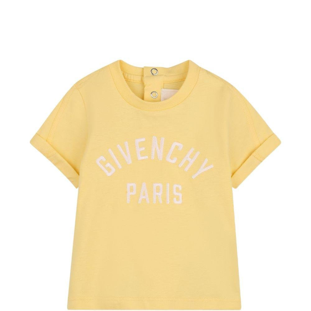 T-shirt per neonato Givenchy Kids gialla con ricamo logo - Rubino Kids