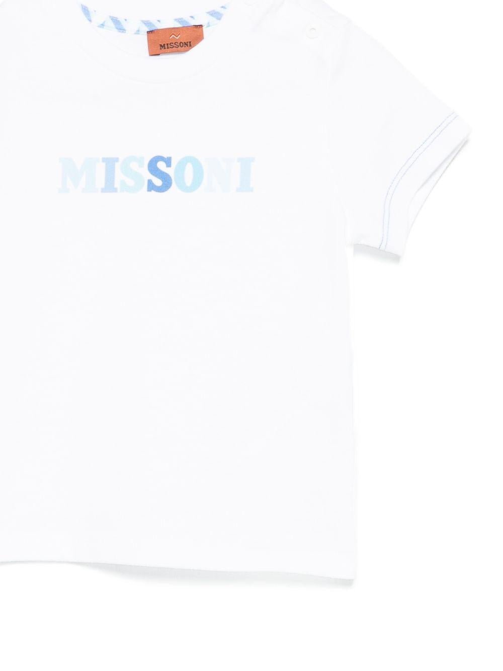 T-shirt per neonato Missoni Kids bianca con stampa logo sul davanti - Rubino Kids