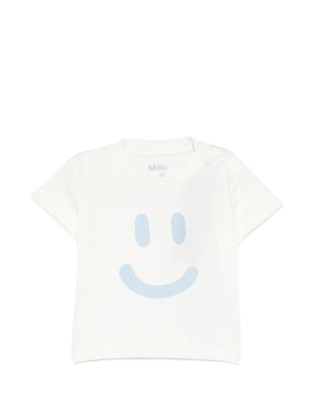 T-shirt per neonato Molo bianca con stampa faccina - Rubino Kids