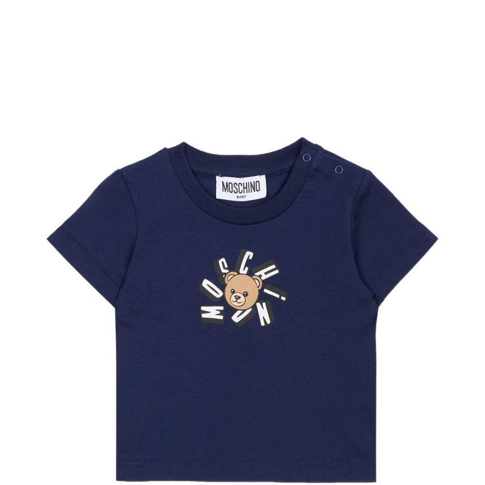 T-shirt per neonato Moschino Kids blu con motivo Teddy Bear - Rubino Kids
