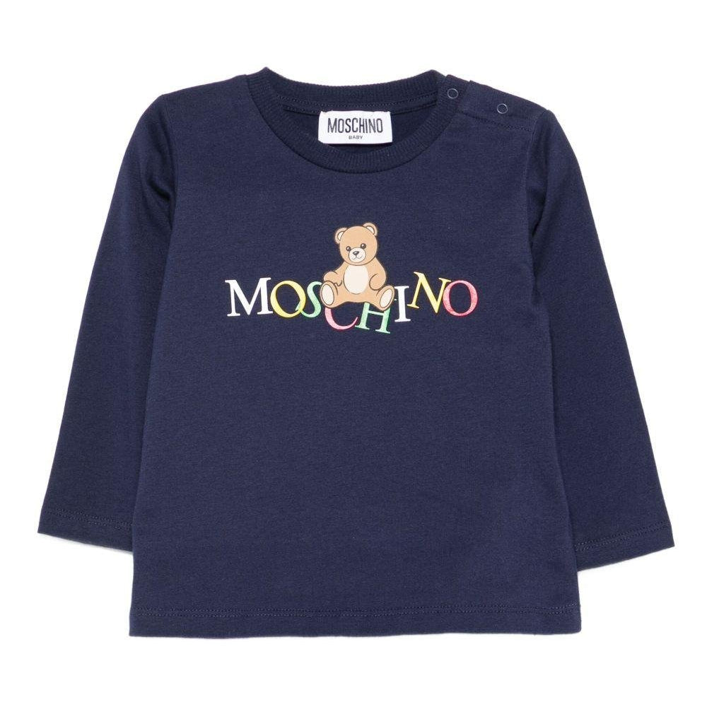 T-shirt per neonato Moschino Kids blu con motivo Teddy - Rubino Kids
