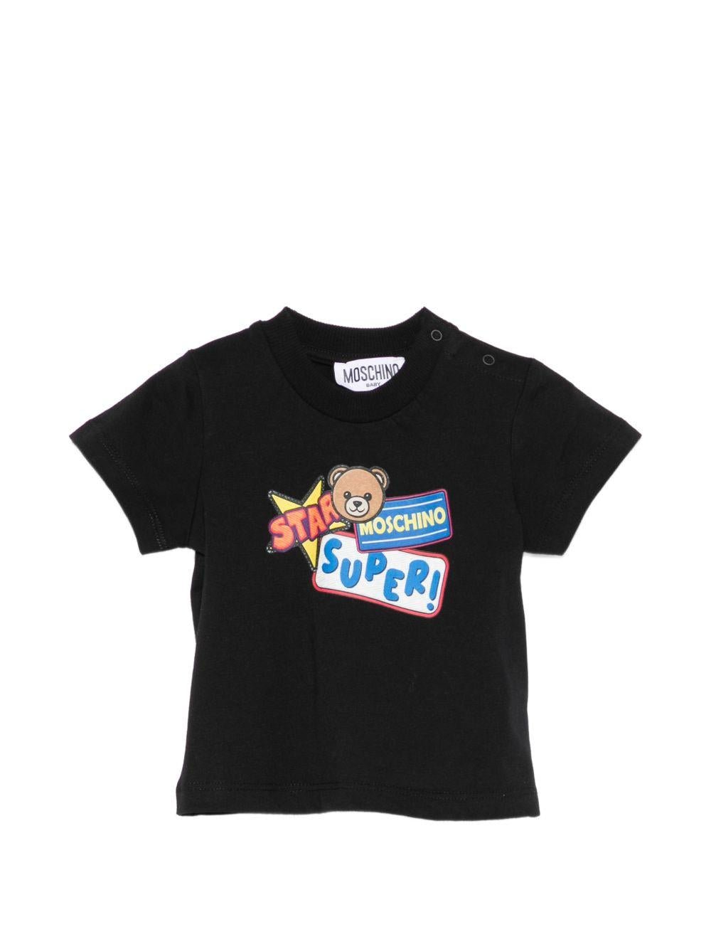 T-shirt per neonato Moschino Kids nera con stampa grafica - Rubino Kids