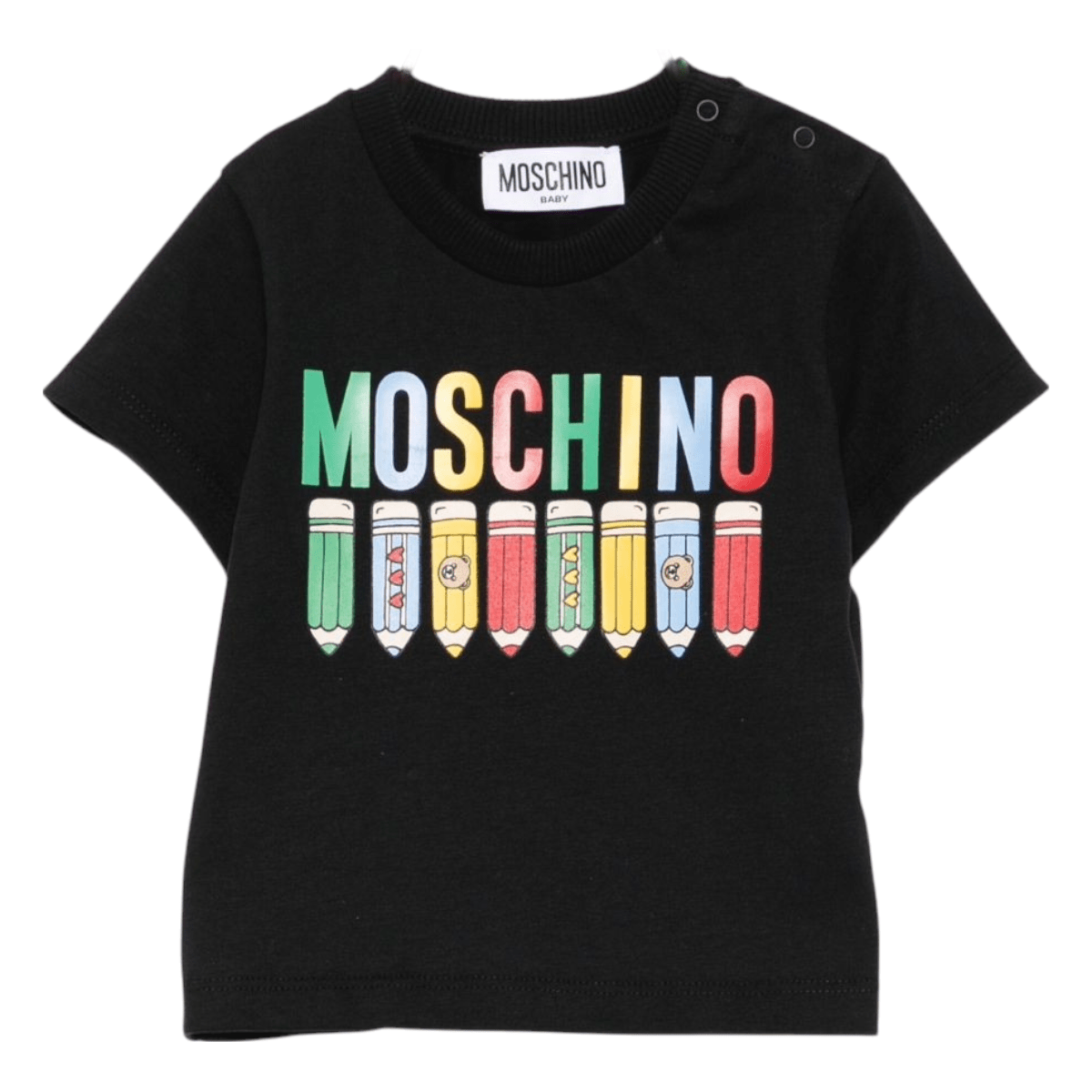 T-shirt per neonato Moschino Kids nero con stampa matite - Rubino Kids