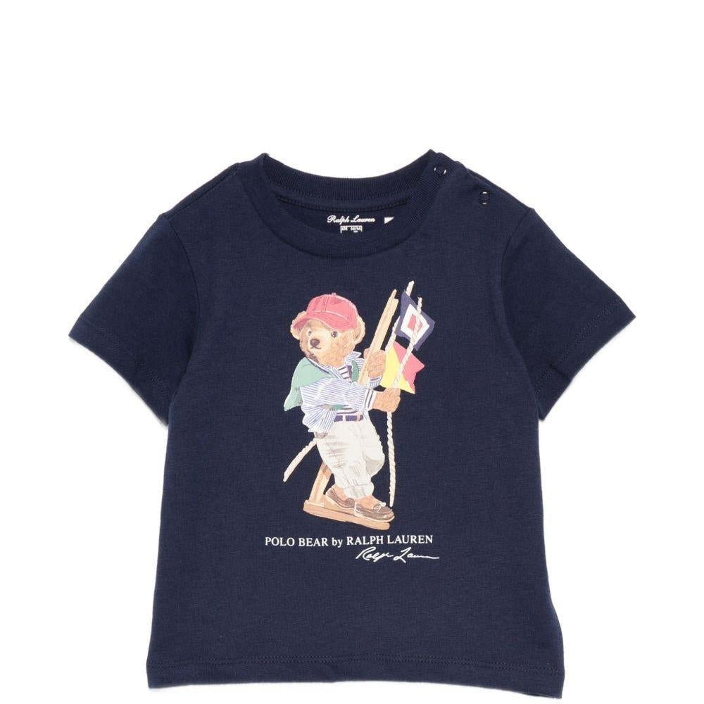 T-shirt per neonato Polo Ralph Lauren Kids blu con motivo Polo Bear - Rubino Kids
