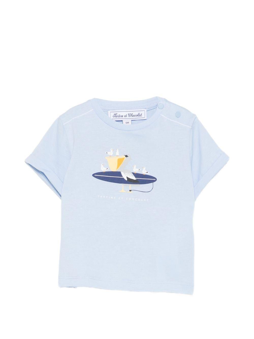 T-shirt per neonato Tartine & Chocolat azzurra con stampa grafica - Rubino Kids