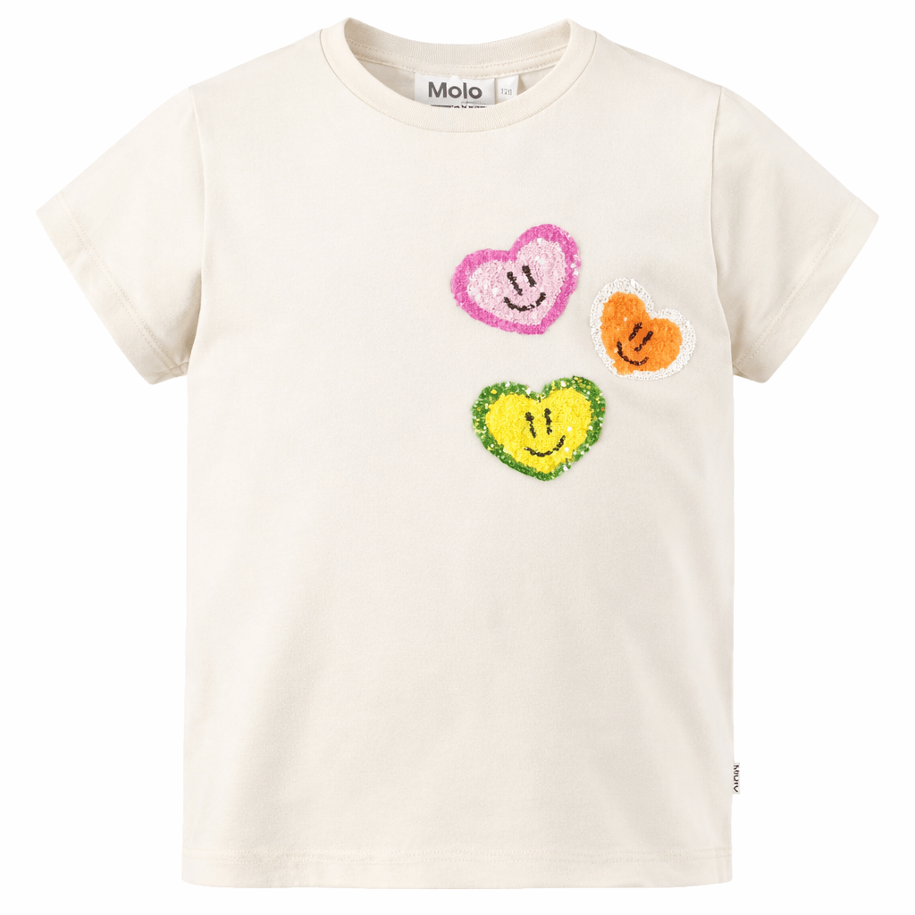 T-shirt Ranva per bambina Molo beige con motivo a cuori - Rubino Kids