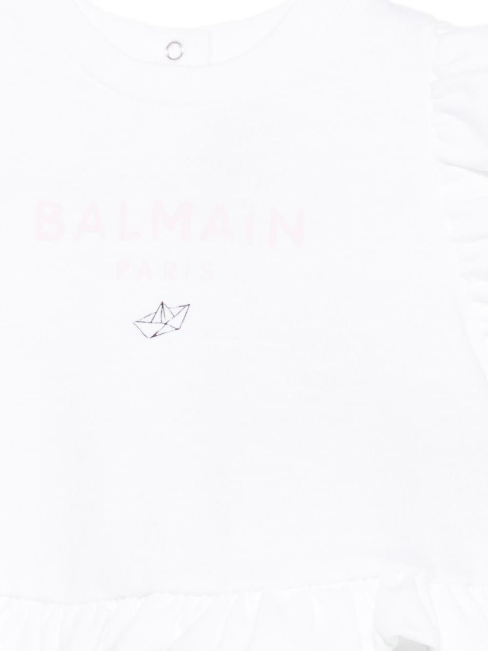 Top da neonata Balmain Kids bianco con ruches - Rubino Kids