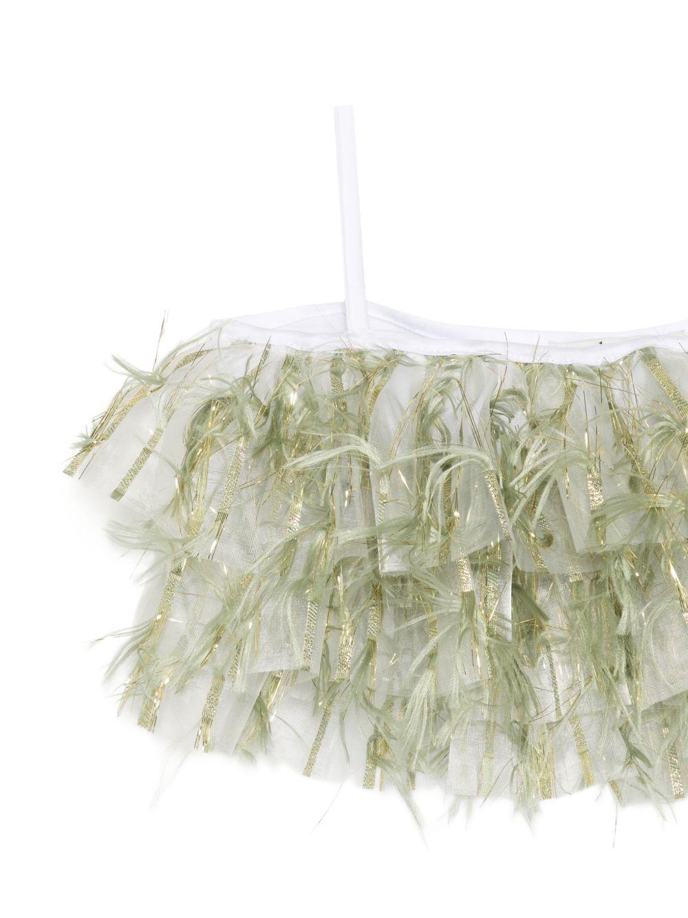 Top per bambina A'lapage verde con dettaglio frange - Rubino Kids