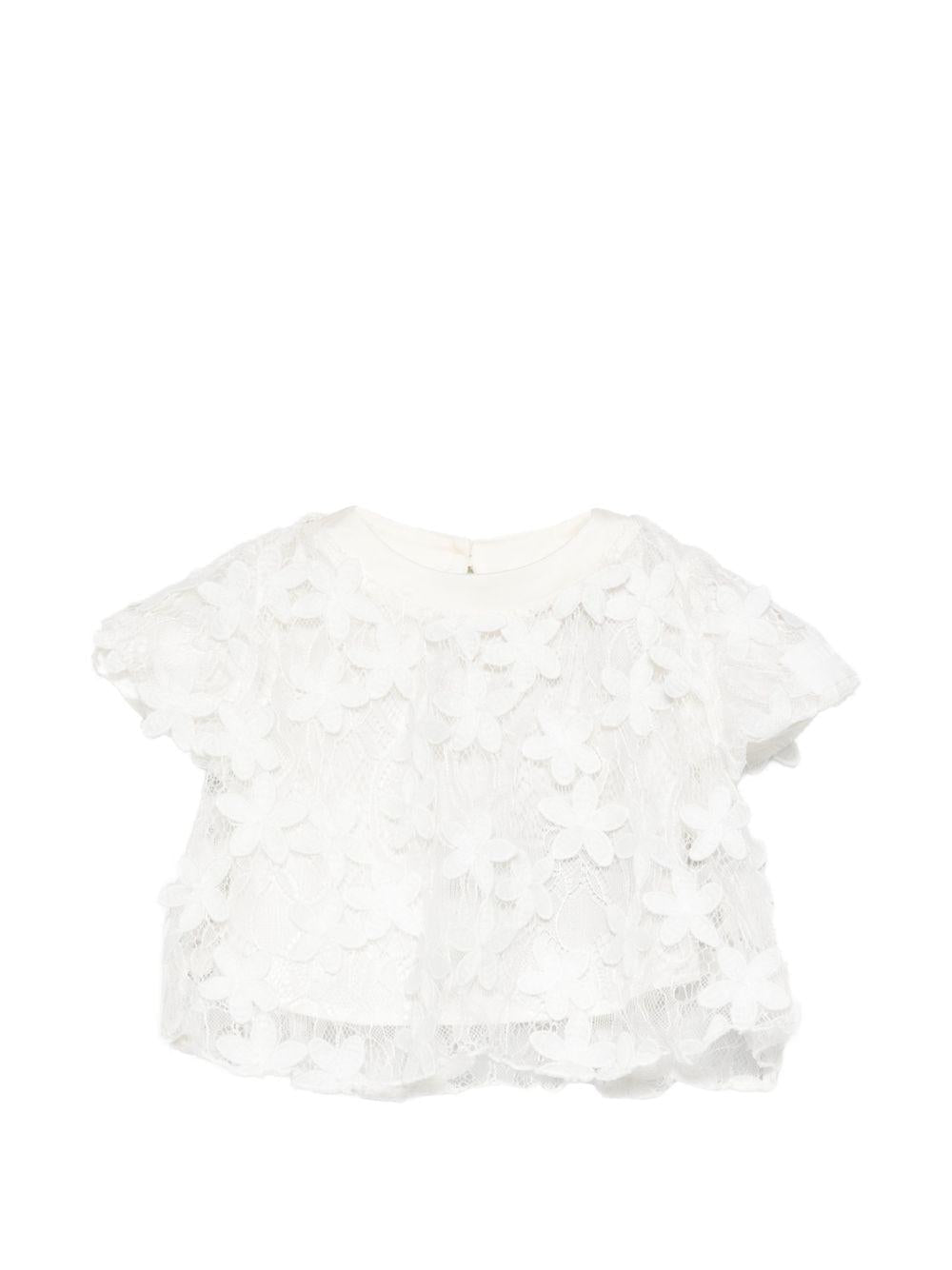 Top per bambina Balmain Kids bianco con motivo floreale - Rubino Kids