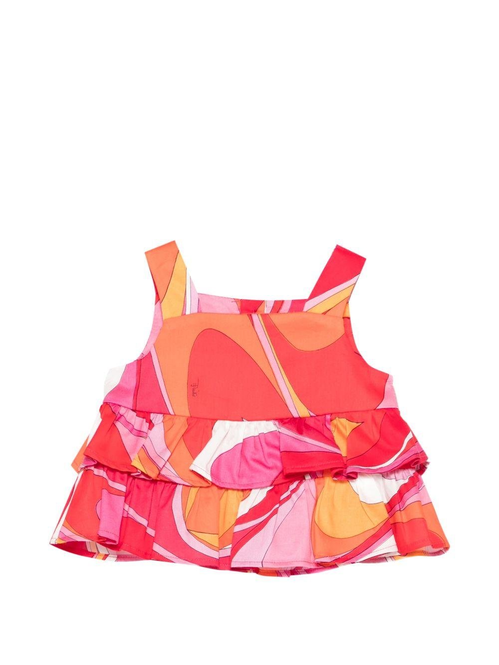 Top per bambina Emilio Pucci Junior multicolore con volant - Rubino Kids