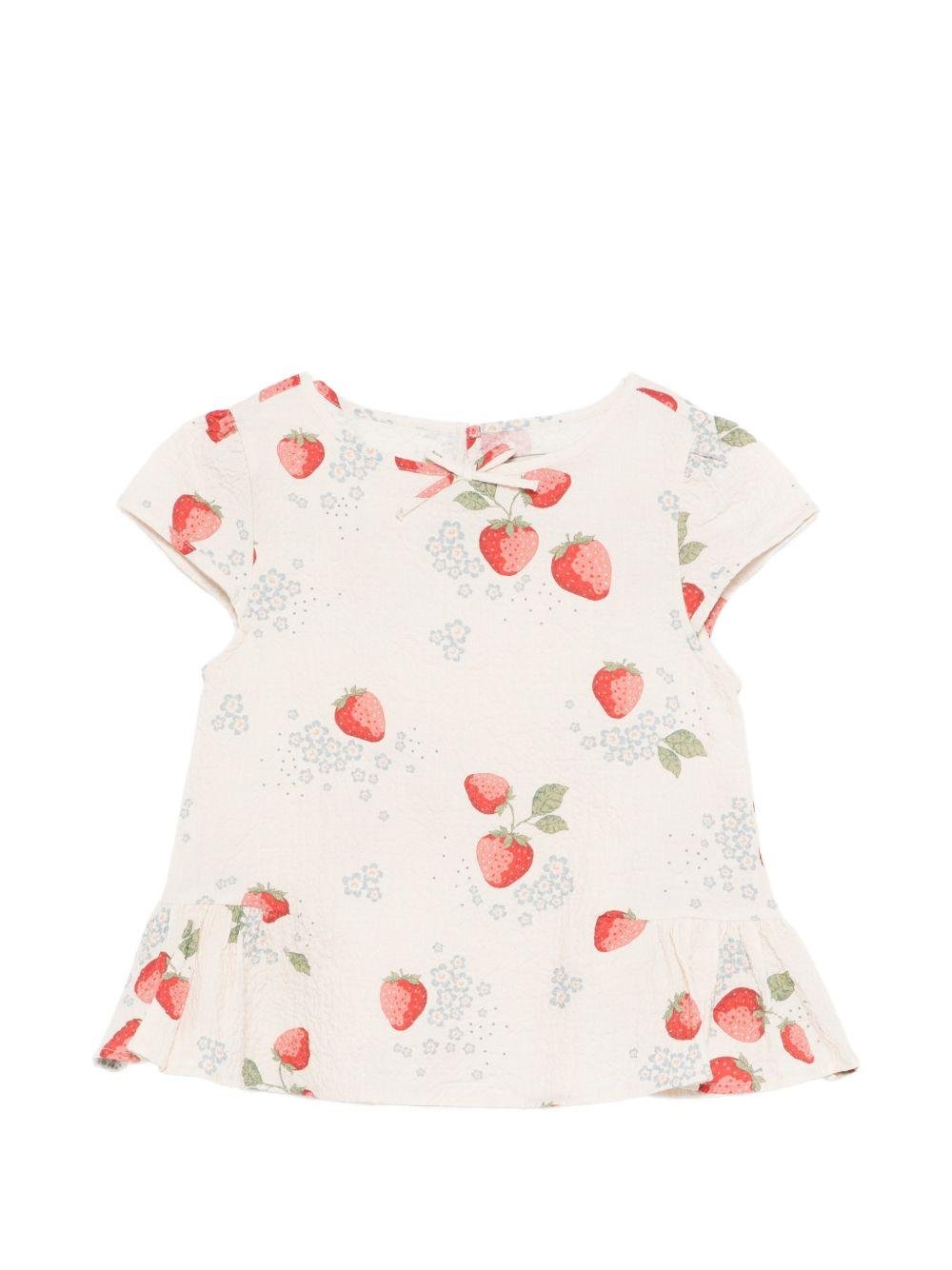 Top per bambina Konges Slojd beige con dettaglio fiocco - Rubino Kids