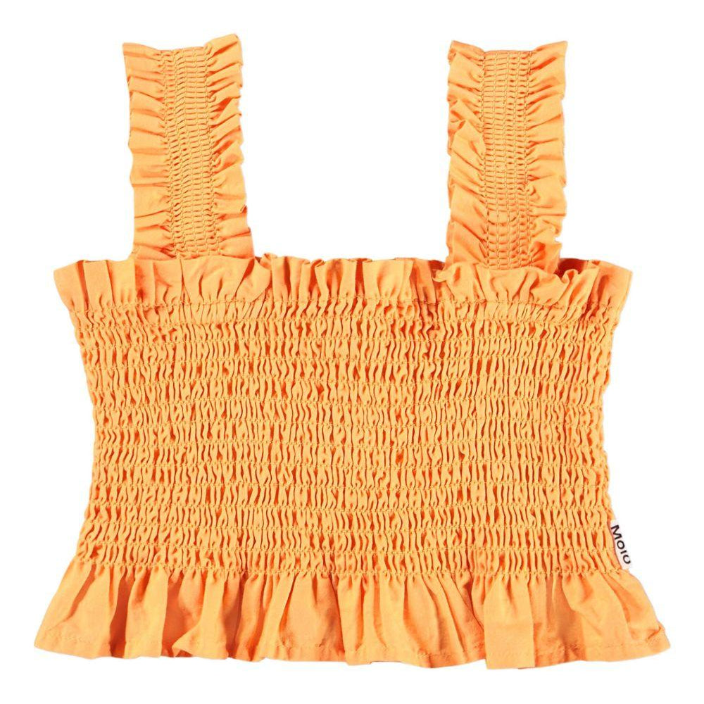 Top per bambina Molo Rolfia arancione con dettaglio con ruches - Rubino Kids