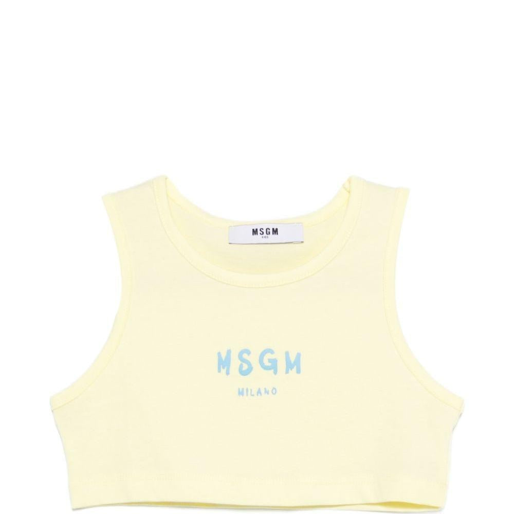 Top per bambina MSGM Kids giallo con stampa logo - Rubino Kids