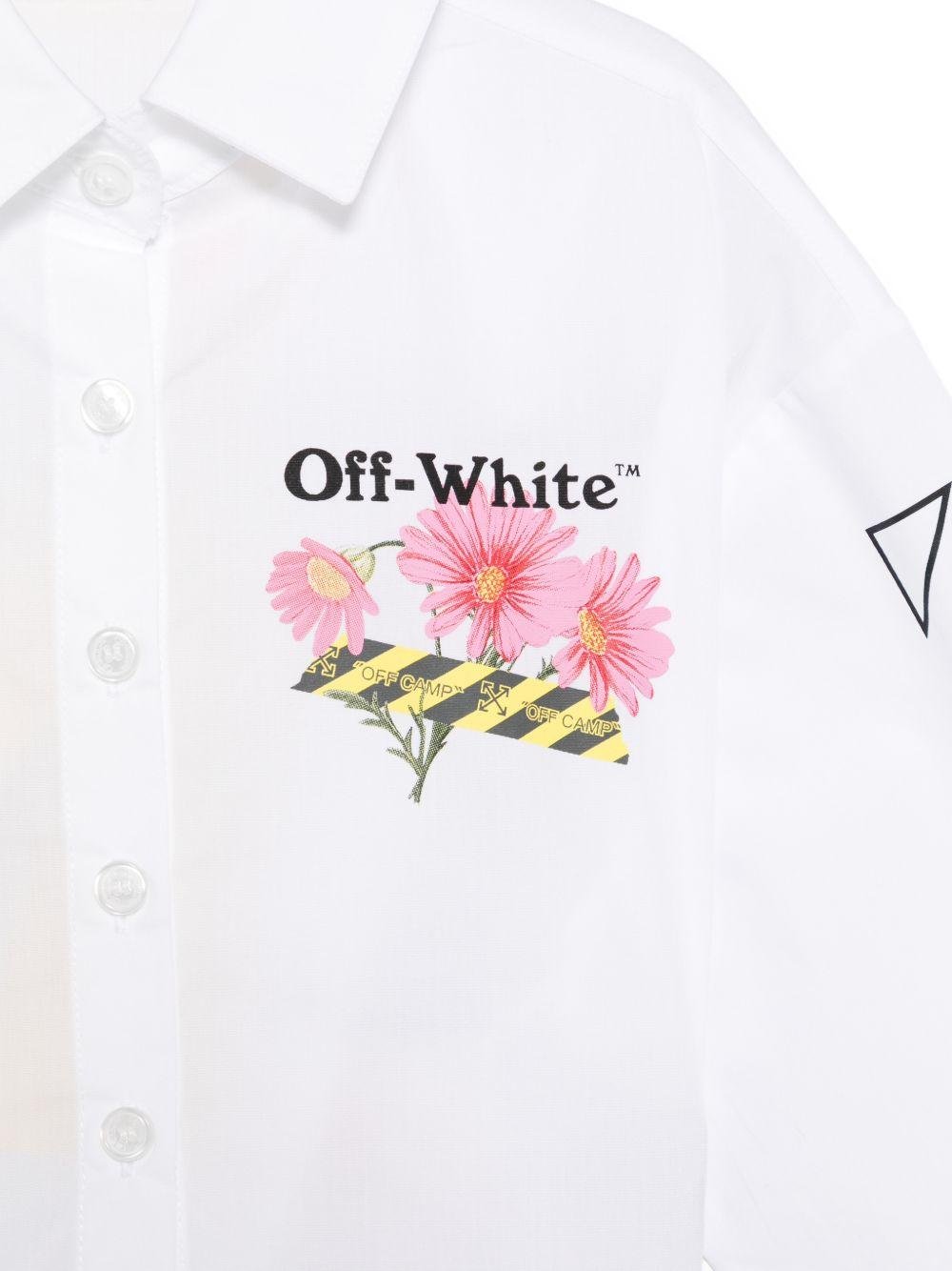 Top per bambina Off - White bianco a maniche lunghe con stampa floreale - Rubino Kids