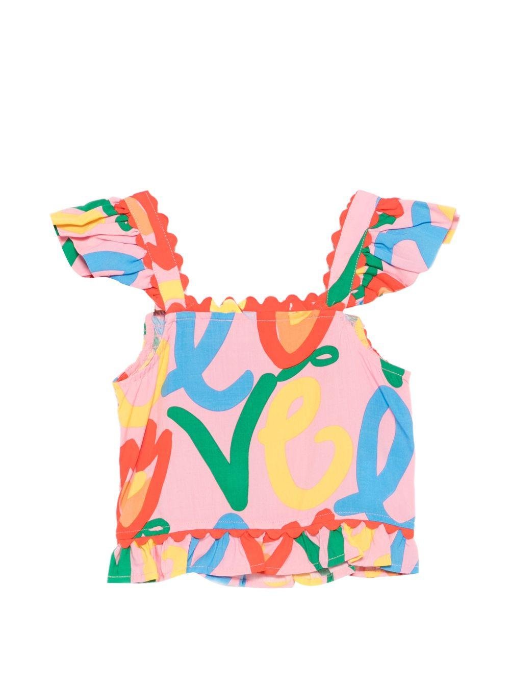 Top per bambina Stella McCartney Kids rosa con stampa grafica all - over - Rubino Kids