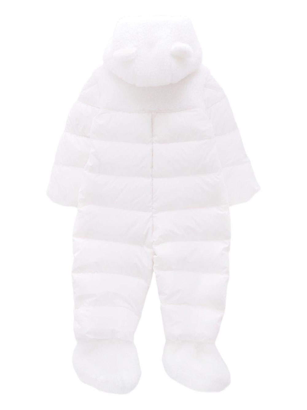 Tuta da neve Osof per neonati Moncler Enfant bianca con cappuccio - Rubino Kids