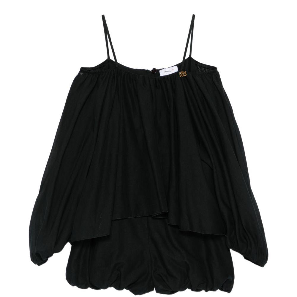Tuta intera per bambina Pinko Kids nera con bretelle sottili - Rubino Kids