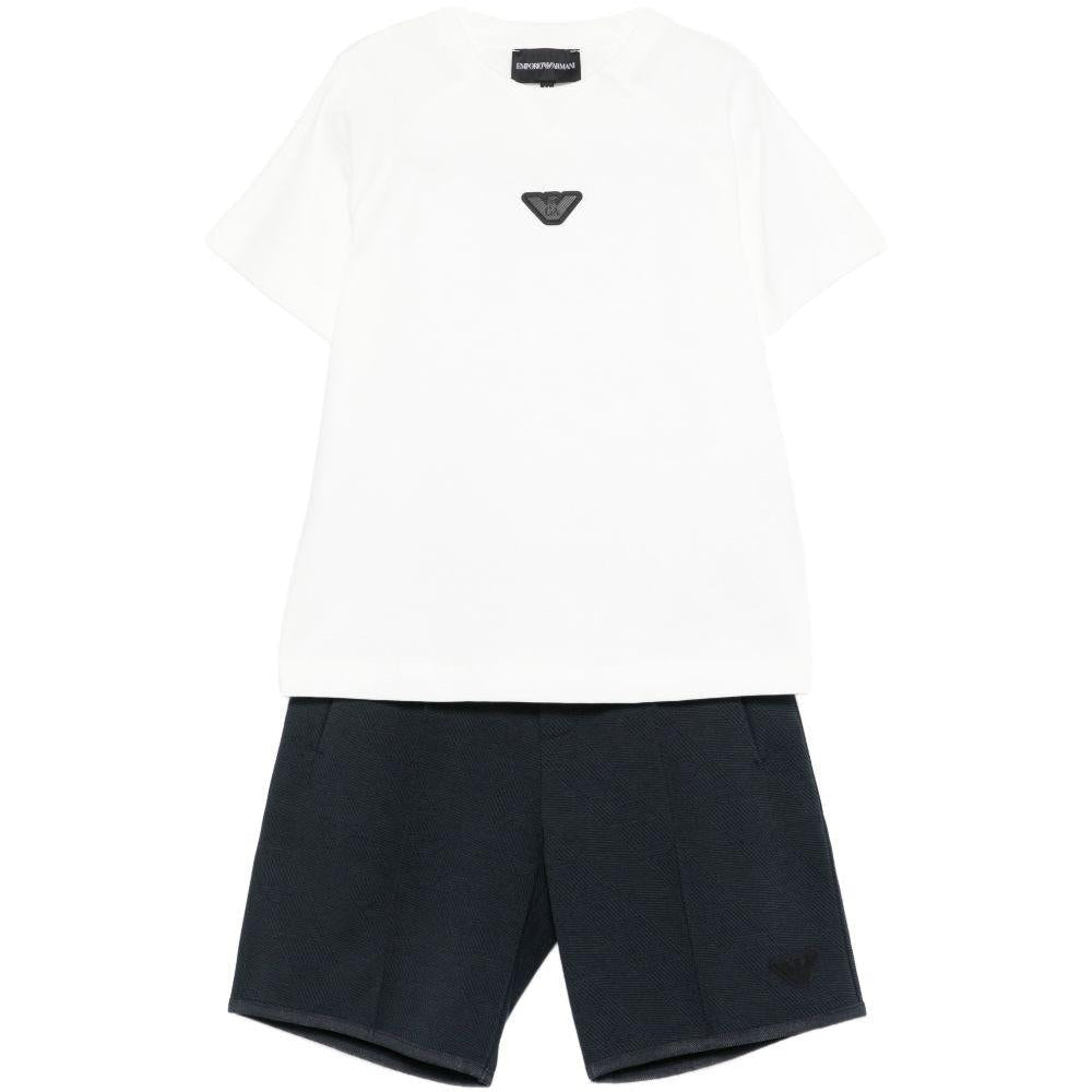 Tuta per bambino Emporio Armani Kids bianco con dettaglio logo - Rubino Kids