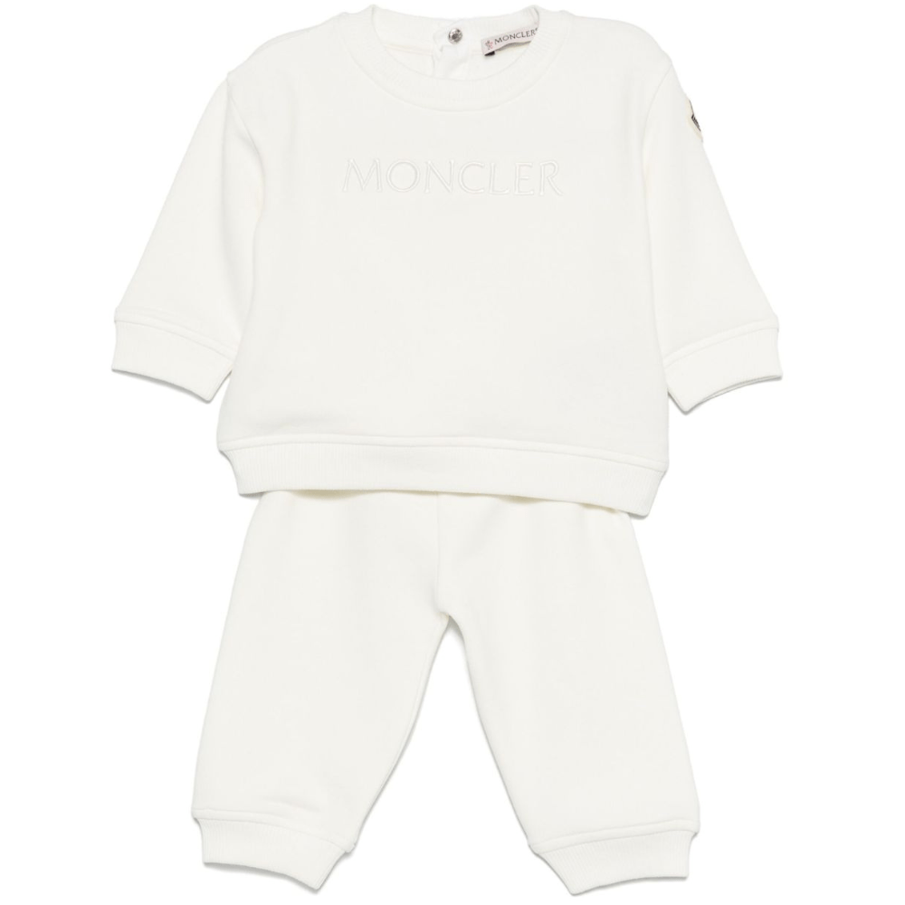Tuta per neonato Moncler Enfant bianco con logo ricamato - Rubino Kids