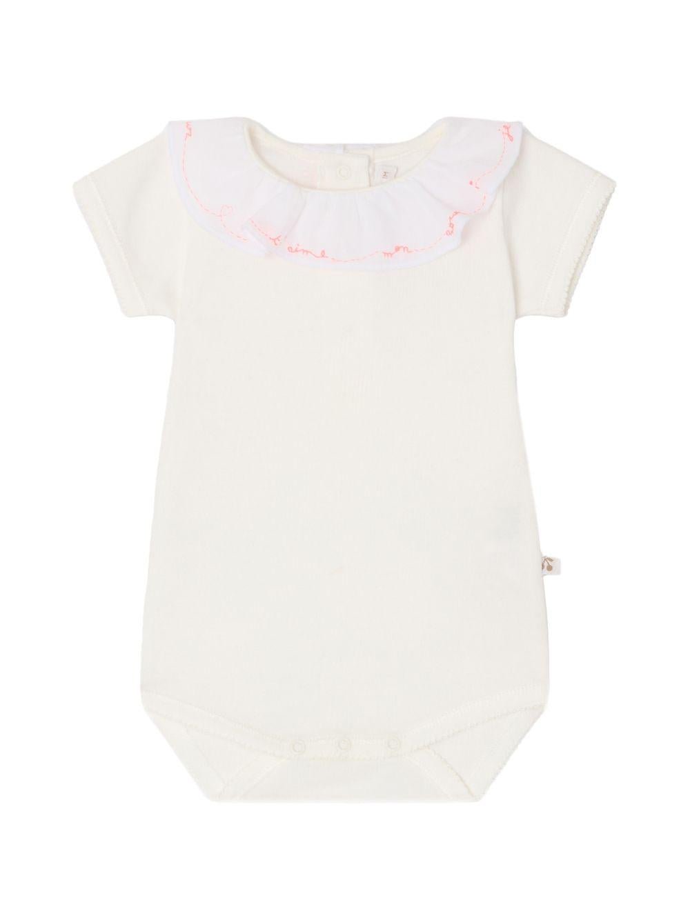 Tutina per neonata Bonpoint bianca con colletto con ruches - Rubino Kids