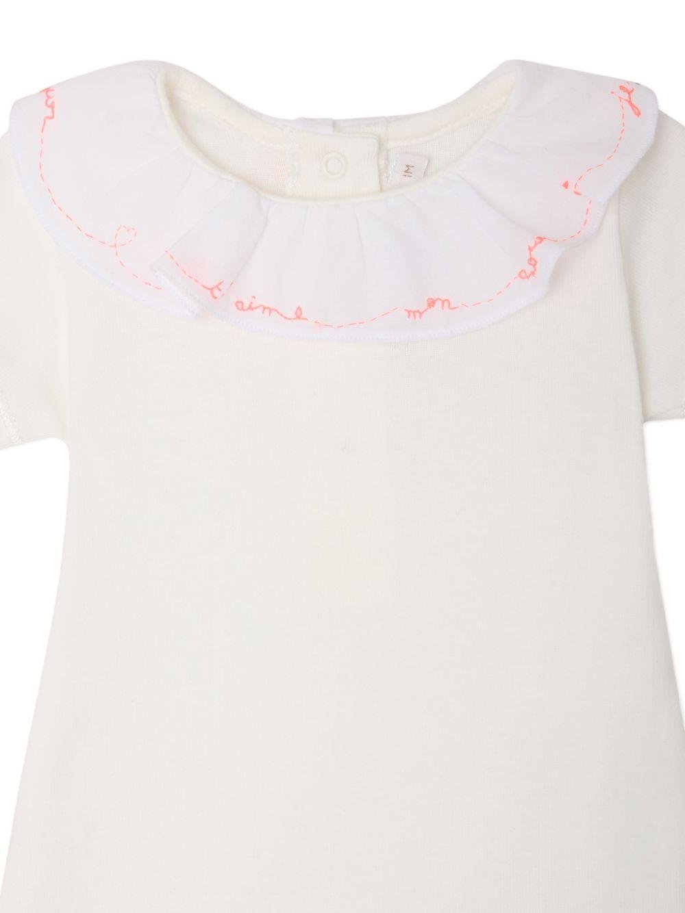 Tutina per neonata Bonpoint bianca con colletto con ruches - Rubino Kids