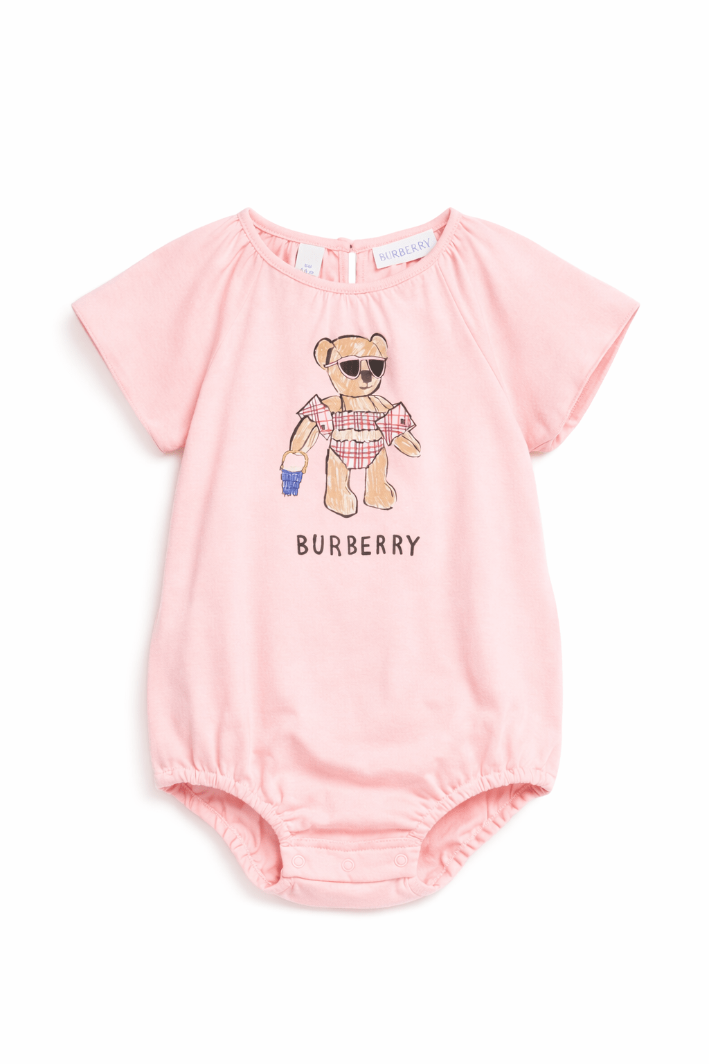 Tutina per neonata Burberry Kids rosa con stampa orsetto in costume sul davanti - Rubino Kids