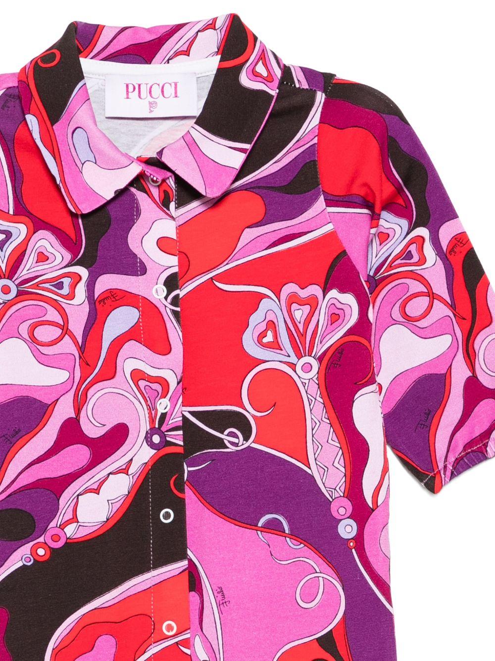 Tutina per neonata Emilio Pucci Junior fucsia con stampa astratta - Rubino Kids