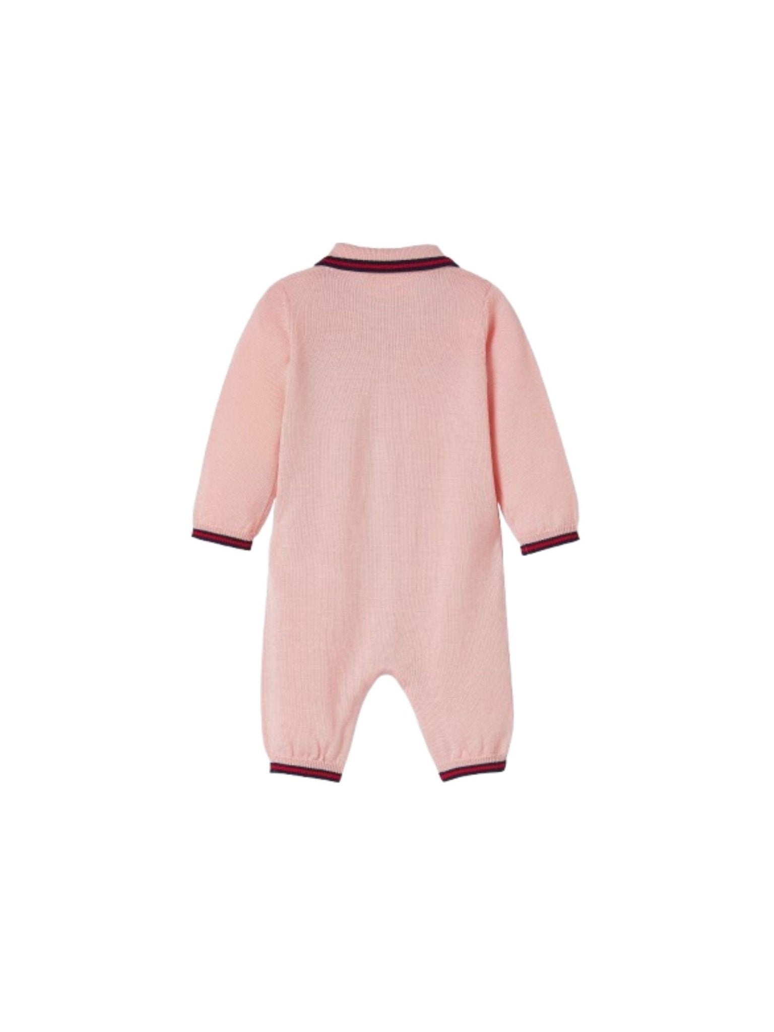 Tutina per neonata Gucci Kids rosa con finiture motivo Web - Rubino Kids
