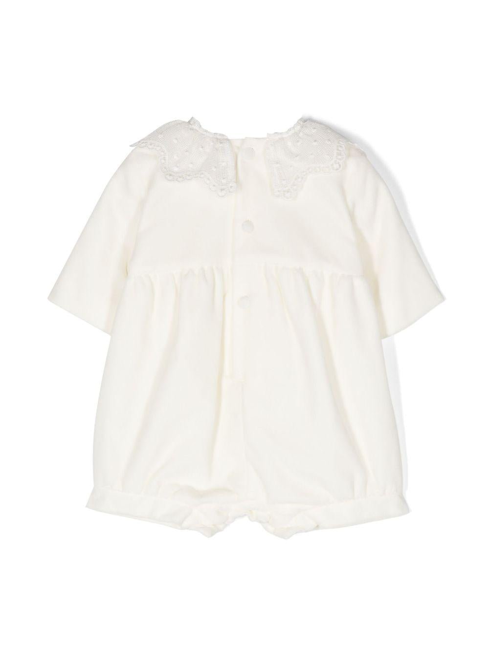 Tutina per neonata JESURUM BABY Piccolo Cà Foscari bianco in velluto - Rubino Kids