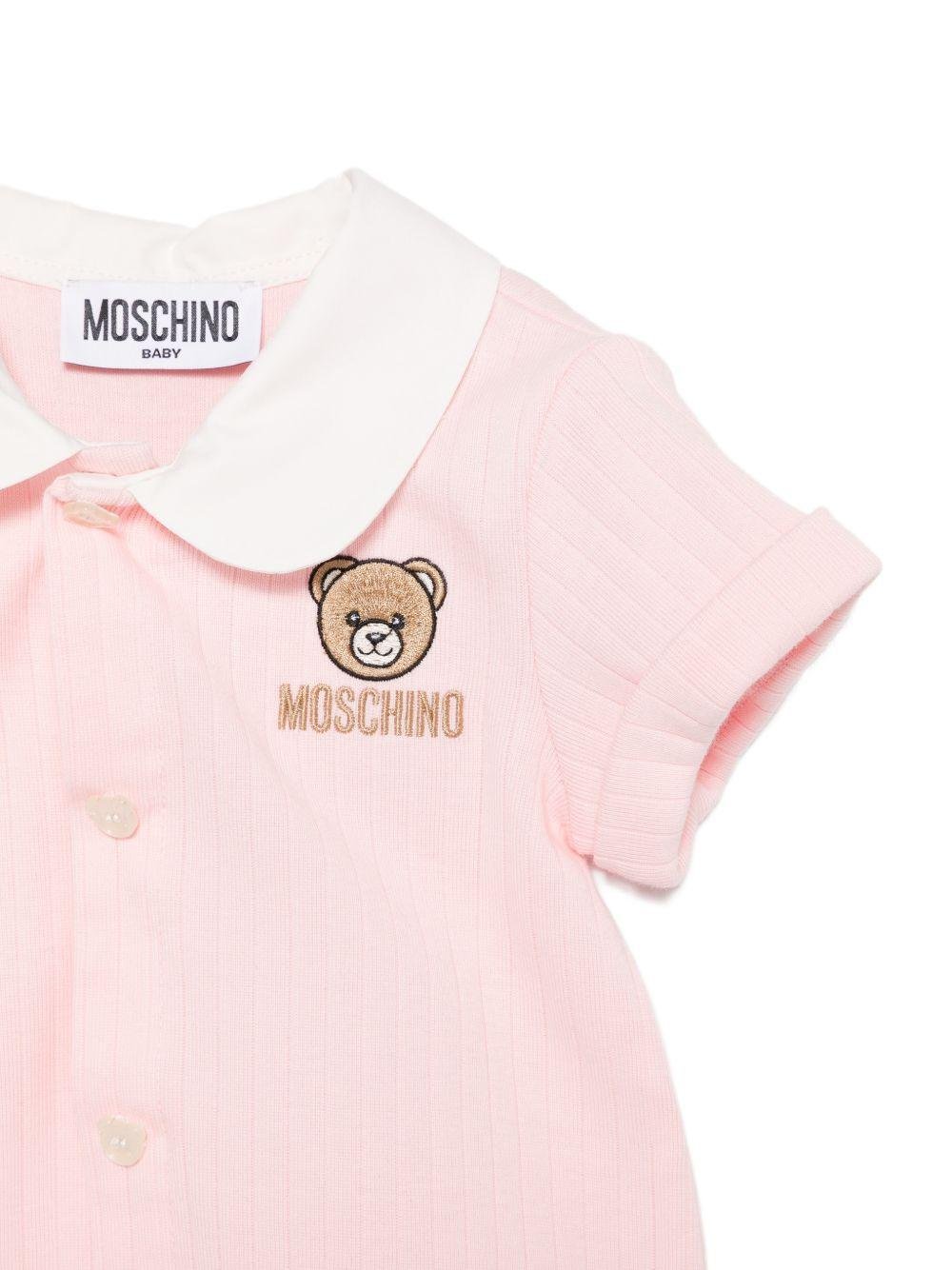 Tutina per neonata Moschino Kids rosa con applicazione Teddy Bear - Rubino Kids