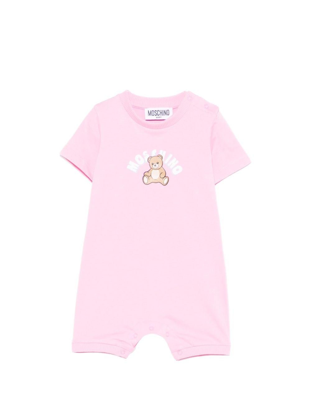 Tutina per neonata Moschino Kids rosa con stampa grafica Teddy Bear - Rubino Kids