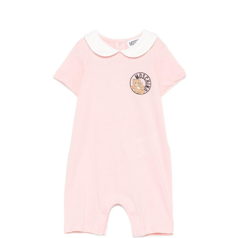 Tutina per neonata Moschino Kids rosa con stampa logo - Rubino Kids