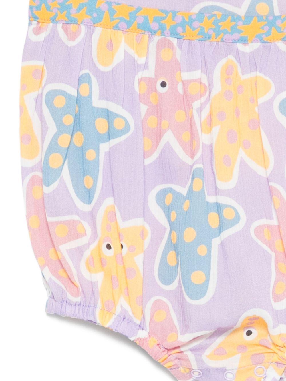 Tutina per neonata Stella McCartney Kids viola con stampa stelle marine all - over - Rubino Kids