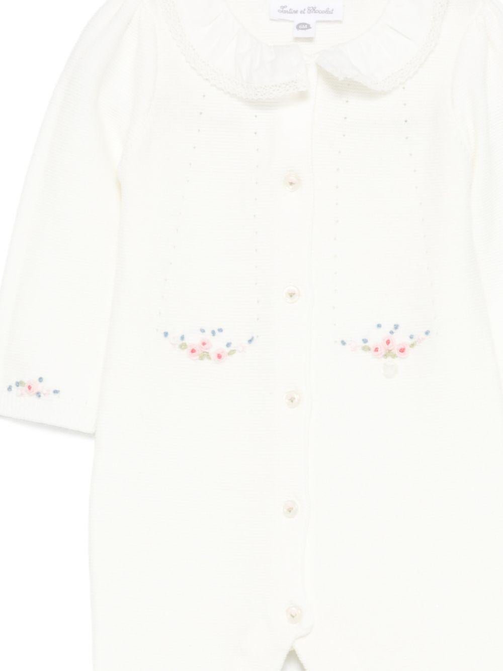 Tutina per neonata Tartine & Chocolat bianco con ricamo a fiori<BR/> - Rubino Kids