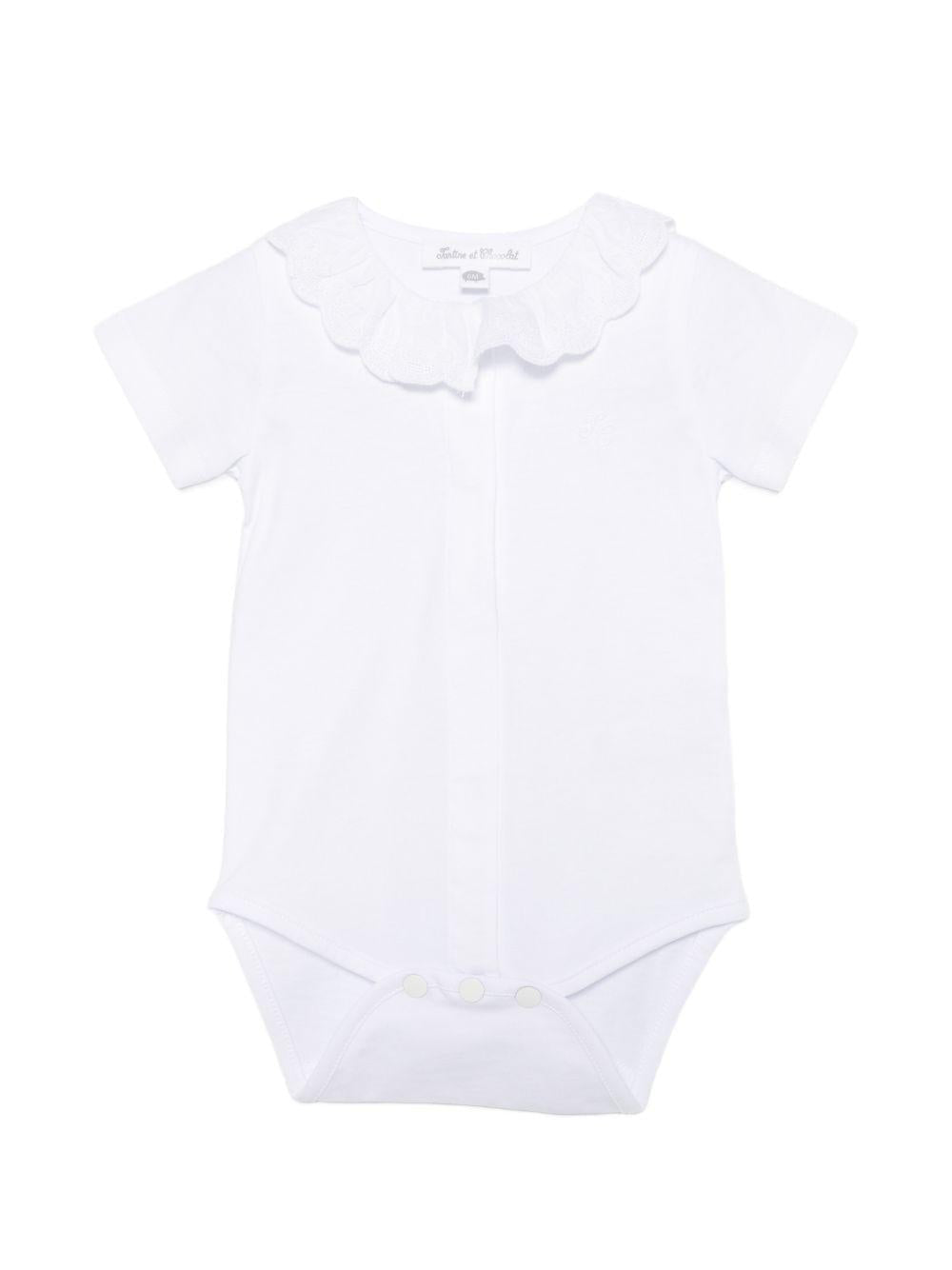 Tutina per neonata Tartine Et Chocolat bianca con colletto a smerlo - Rubino Kids