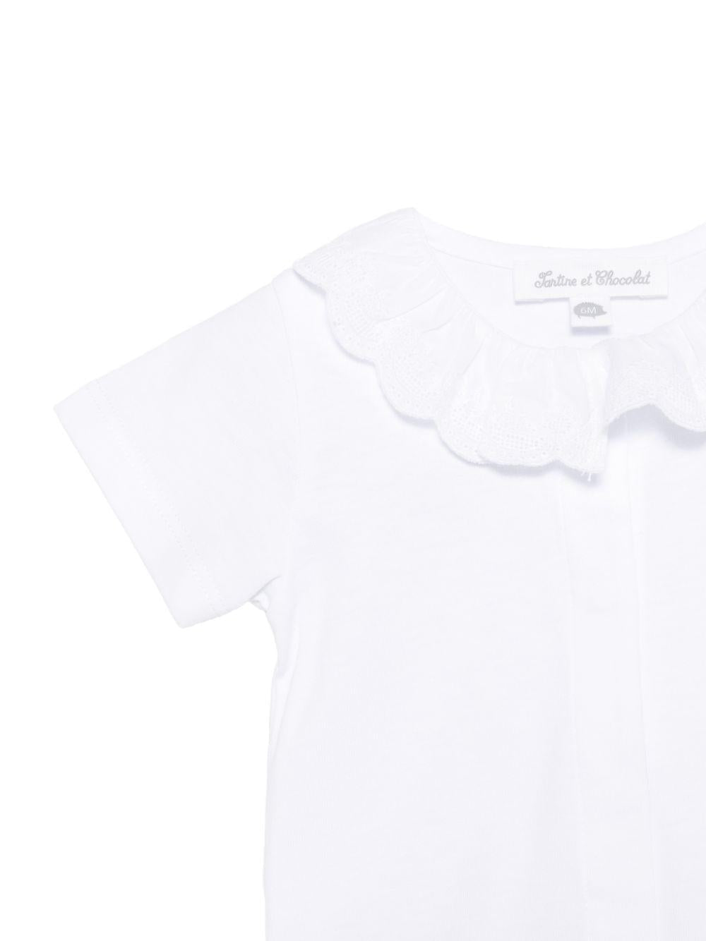 Tutina per neonata Tartine Et Chocolat bianca con colletto a smerlo - Rubino Kids