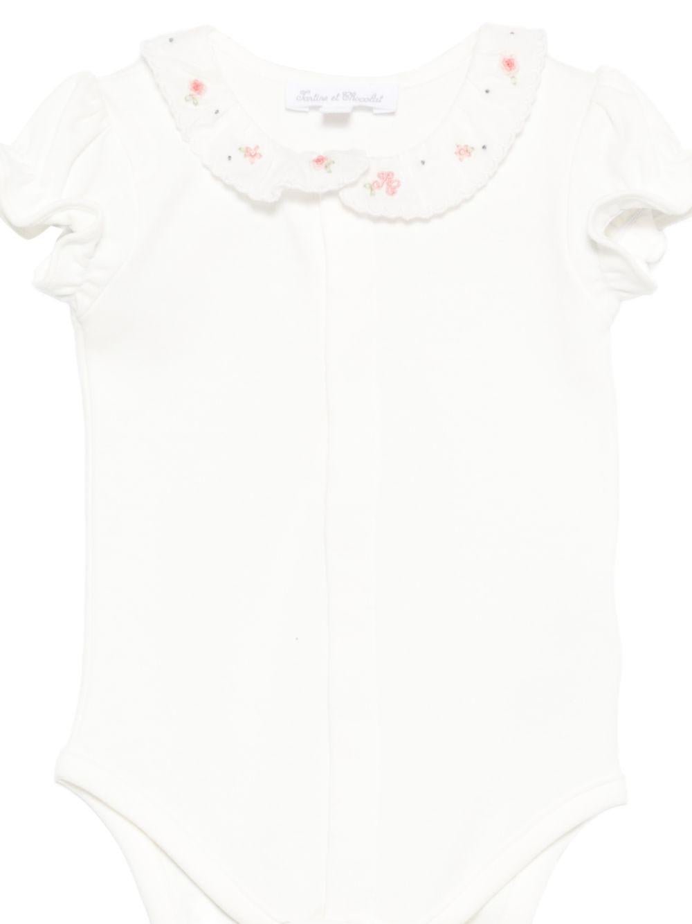 Tutina per neonata Tartine Et Chocolat bianca con colletto alla Peter Pan - Rubino Kids