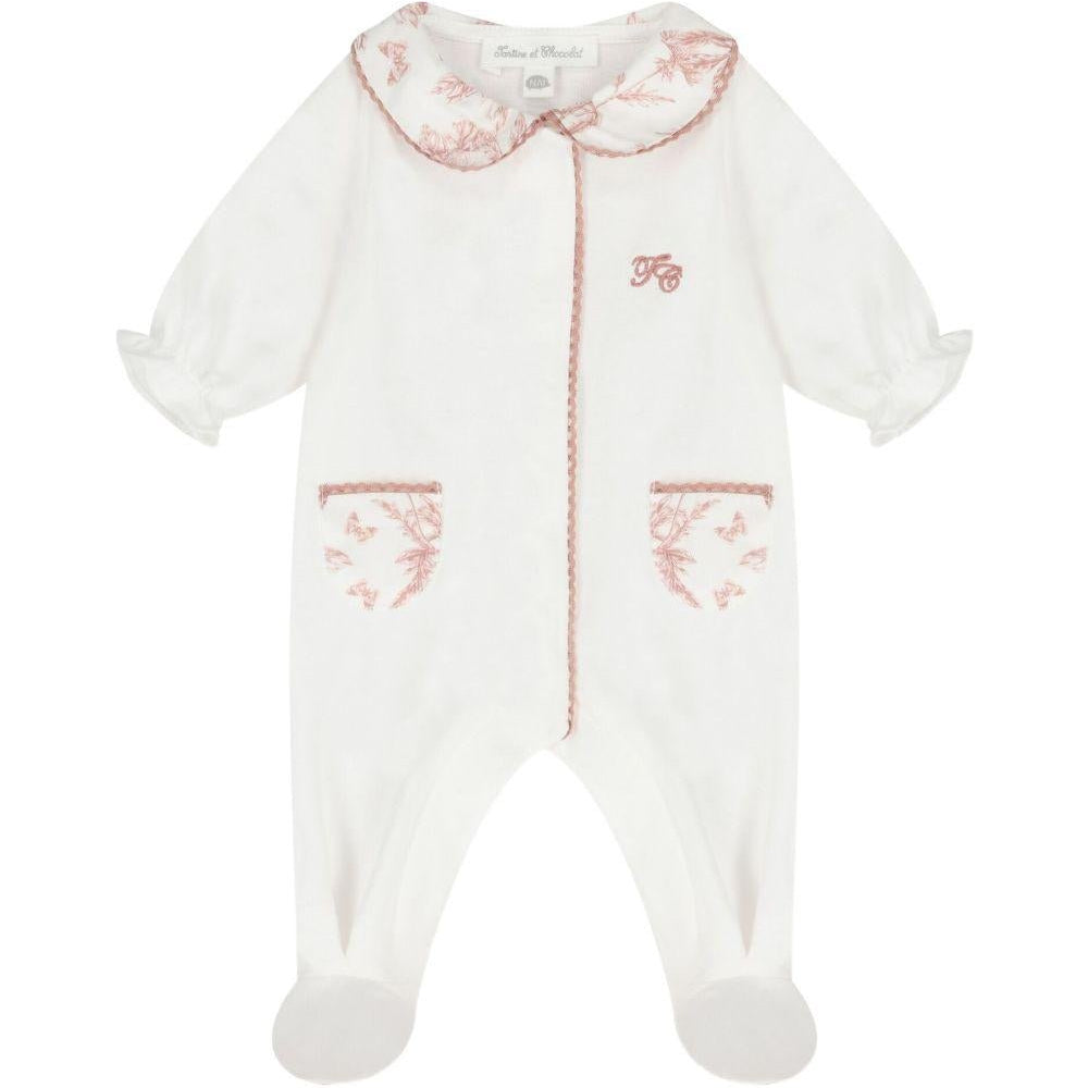 Tutina per neonata Tartine Et Chocolat bianca con stampa a fiori - Rubino Kids