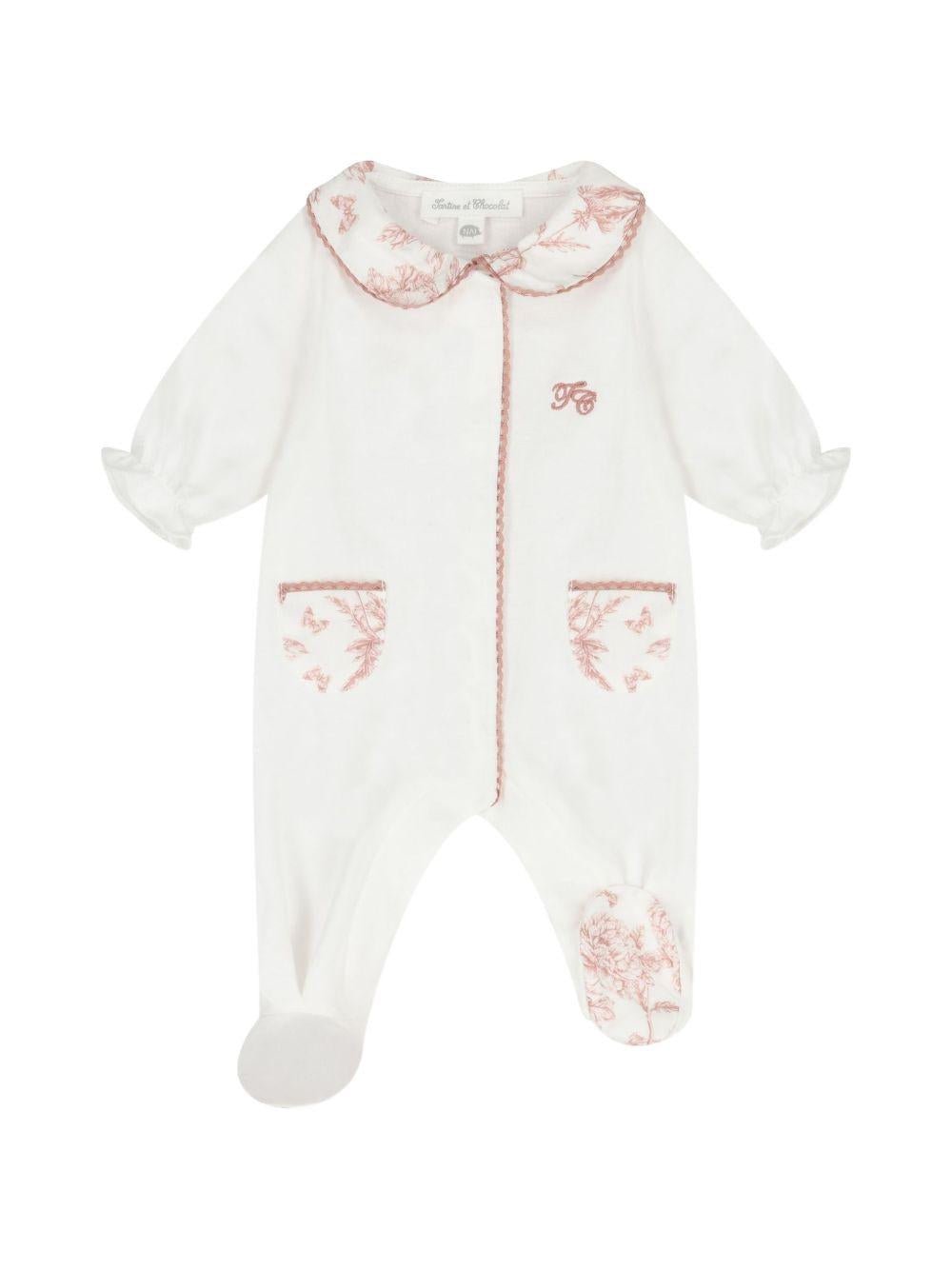 Tutina per neonata Tartine Et Chocolat bianca con stampa a fiori - Rubino Kids