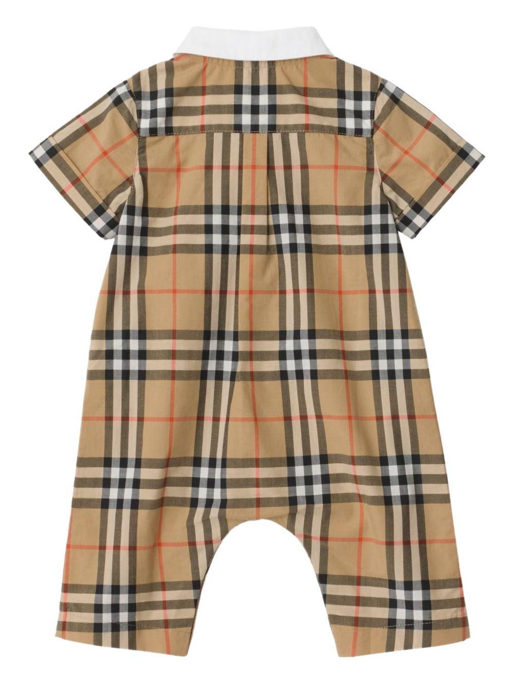 Tutina per neonati Burberry Kids beige a quadri - Rubino Kids