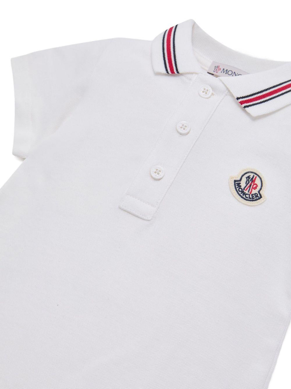 Tutina per neonati Moncler Enfant bianca con colletto a punta - Rubino Kids