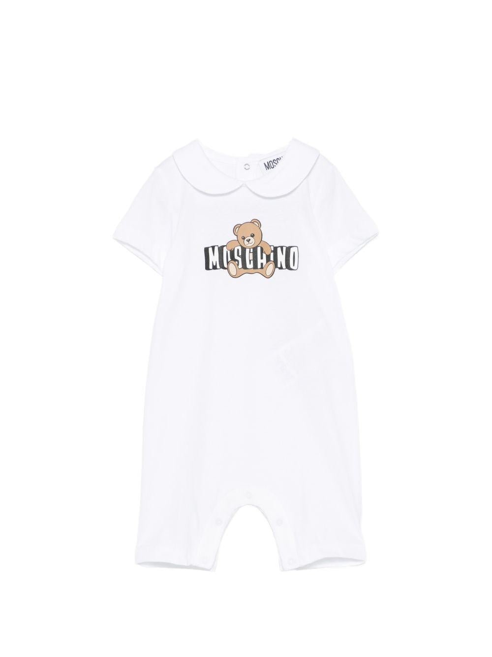Tutina per neonati Moschino Kids bianca con colletto alla Peter Pan - Rubino Kids